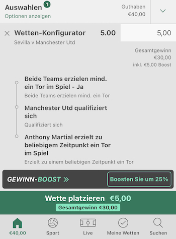 bet365 gewinn boost sevilla manchester united