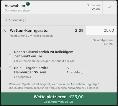 HSV vs Hansa Quoten bet365