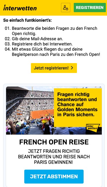 Anleitung zur French Open Interwetten Aktion