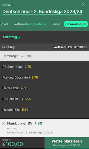 bet365 hsv aufstieg quote