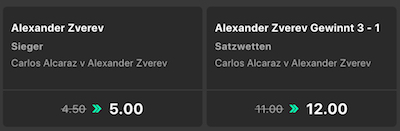 bet365 wett boost zverev alcaraz