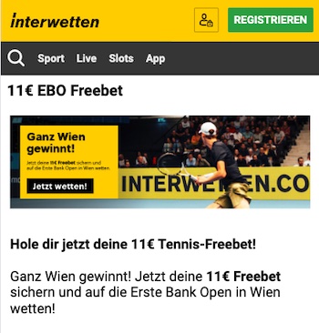 11 € Freebet bei Interwetten