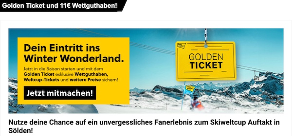11 € Freebet bei Interwetten zum Ski Auftakt