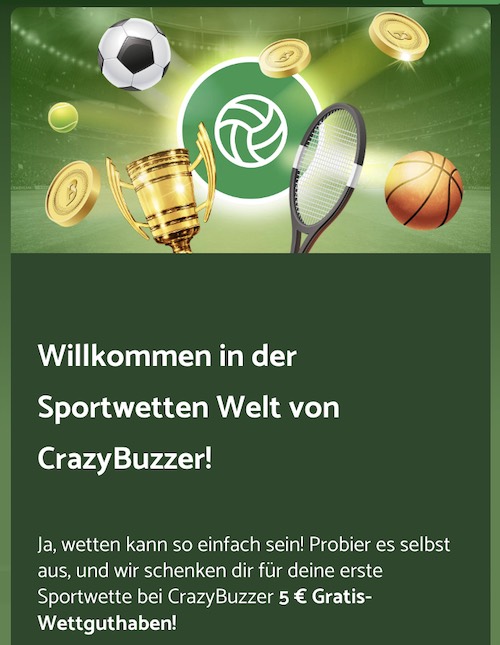 Crazybuzzer 5 € Gratiswette