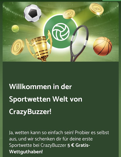 Crazybuzzer 5 € Gratiswette
