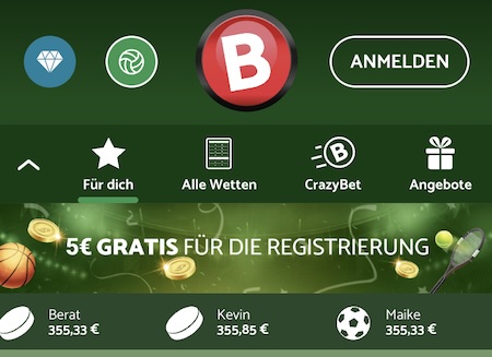 5 € ohne Einzahlung bei Crazybuzzer