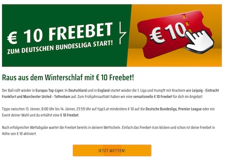 10€ ohne Einzahlung bei Tipp3