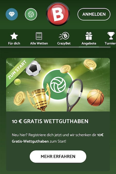 10 € Freebet ohne Einzahlung bei Crazybuzzer