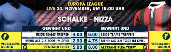 Top-Quoten zu Schalke vs Nizza!
