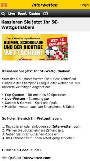 Interwetten Gutschein