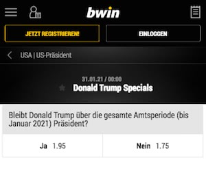 Bwin Trump Wettquoten