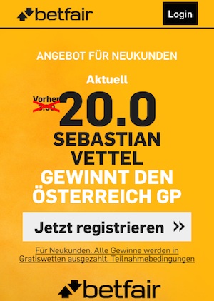 Vettel Siegquoten bei Betfair
