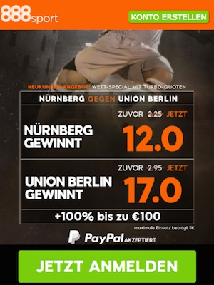 888Sport Quoten Boost Nürnberg vs Union Berlin