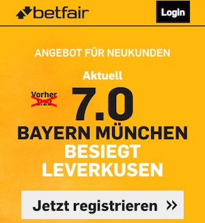 Bayern Sieg Quote 7,0 vs Leverkusen