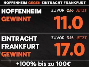 Quoten-Boost 888sport Hoffenheim vs. Frankfurt Neukundenbonus