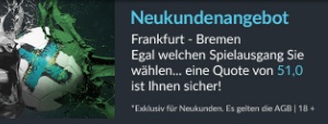 BetVictor Neukundenbonus Quoten-Boost Frankfurt Werder