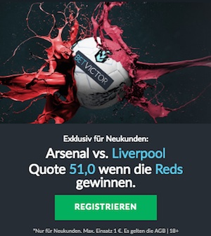Betvictor Quotenboost Liverpool Arsenal Banner Mobil