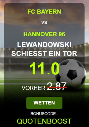NetBet Quoten Boost Bayern Hannover Torschütze Lewandowski