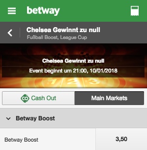 Betway Quotenboost Chelsea Arsenal Carabao Cup