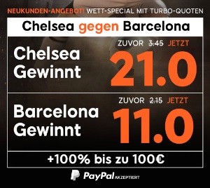 888sport Quotenboost Chelsea vs. Barcelona Champions League Achtelfinale