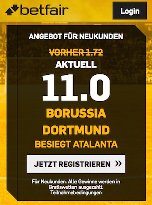 Betfair Quoten BVB Atalanta
