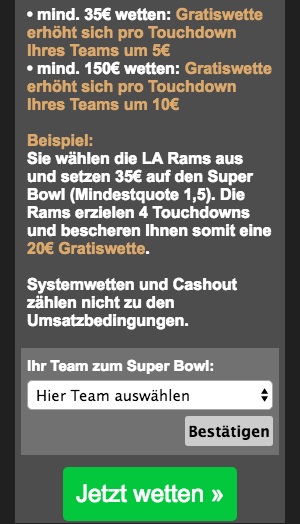 Tipico Touchdown Bedingungen