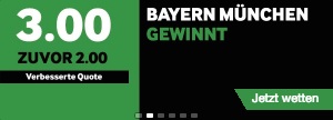 Betway Boost Bayern gewinnt gegen Real Madrid Quote 3,0