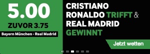 Betway Boost Cristiano trifft und Real Madrid gewinnt Quote 5,0