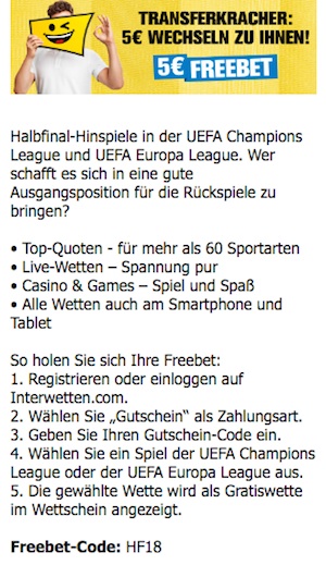 Interwetten 5€ Aktion