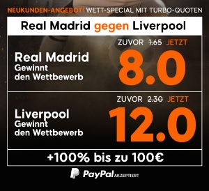 888sport Turbo-Quote für Real Madrid vs. Liverpool im UEFA Champions League Finale
