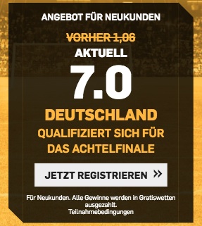 Betfair Quotenboost Deutschland erreicht Achtelfinale