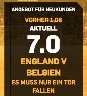 Betfair Quotenboost England vs. Belgien