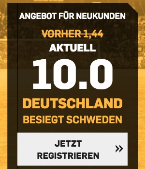 Betfair Boost für Deutschland vs. Schweden