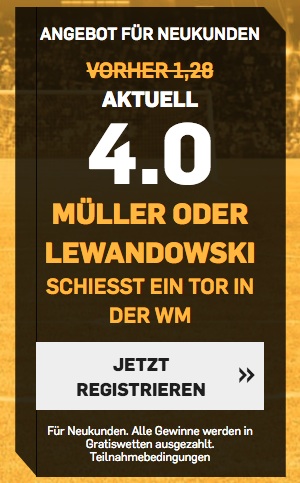 Betfair Boost Lewandowski Müller trifft Quote 4,0
