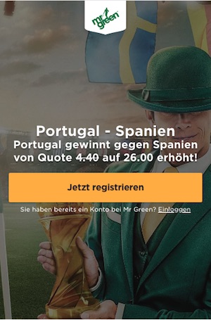 Portugal gegen Spanien Quotenboost bei Mr. Green
