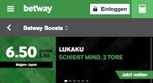 Betway Promo Doppelpack Lukaku gegen Belgien
