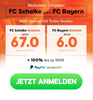 888sport Quotenboost zu Schalke gegen Bayern