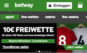 Betway 10 Euro Freiwette