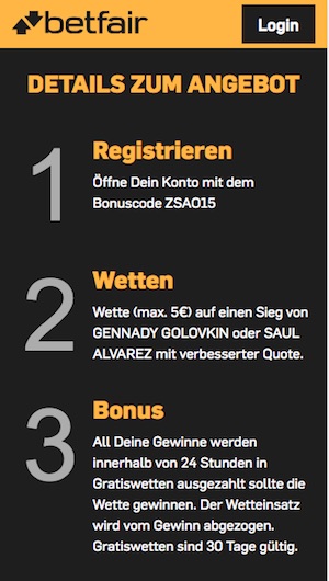 Betfair Boost zu Golovkin gegen Alvarez