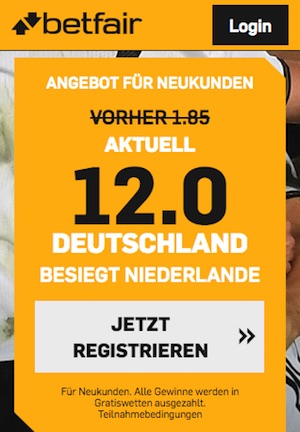 Betfair Quotenboost Niederlande - Deutschland