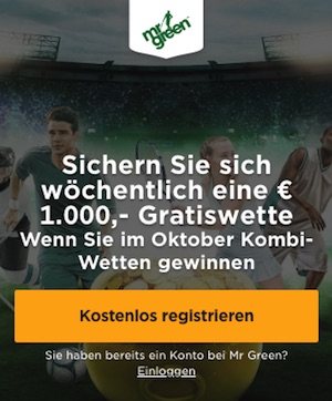 Mr. Green 1000 Euro Gratiswette