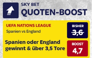Skybet Quotenboost Spanien - England