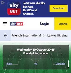 Skybet enhanced odd Italien - Ukraine