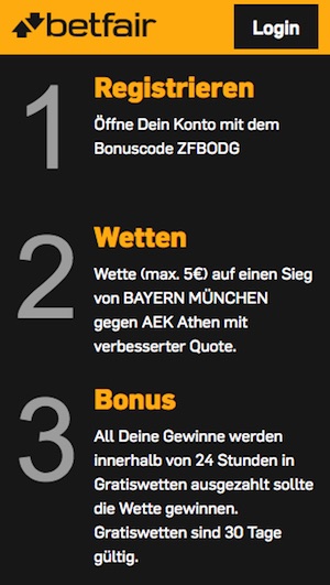 Betfair Quotenboost Registrierung