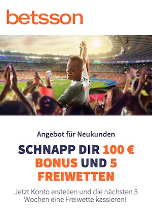 Betsson 100% Neukundenbonus 100 Euro