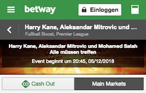 Betway erhöhte Quote Premier League