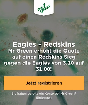 Mr. Green Eagles - Redskins Erhöhte Quote