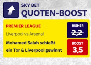 Liverpool - Arsenal Quotenboost Skybet