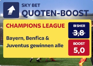 Skybet Quotenboost zur Champions League am 12.12.18