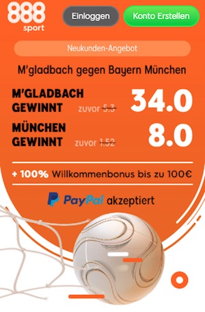 888sport boost gladbach - bayern, 2.3.19